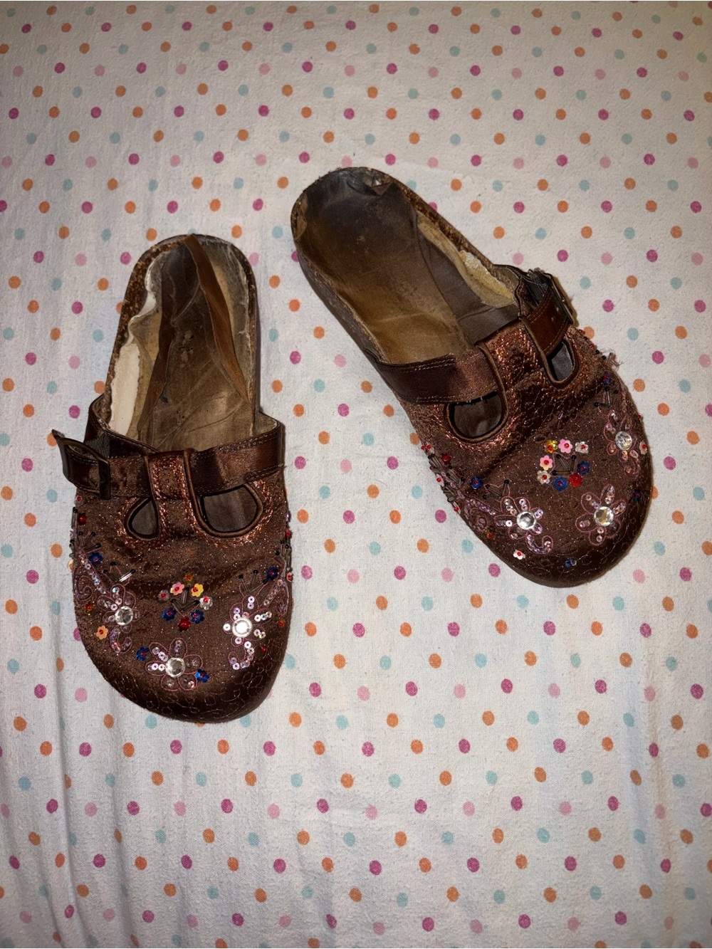 Skechers Brown Embellished Mary Jane Clogs Slides Womens Size 8 Boho Beaded